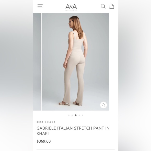 Gabrielle Italian Stretch Pant in Khaki - Picture 2 of 4